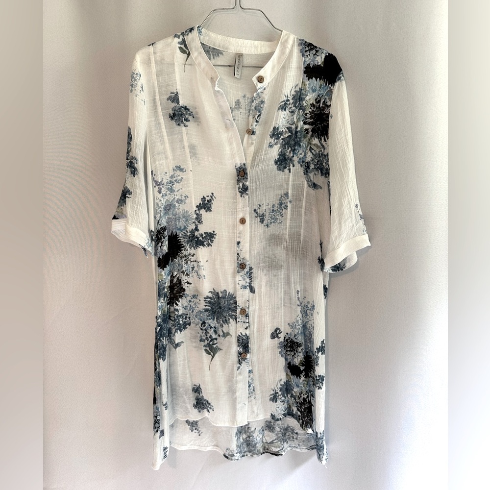 LAVENA Floral Button-down Blouse/Cover-up
